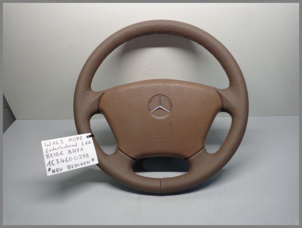 Mercedes Benz W163 leather steering wheel beige 1634600298 8H71 Original reupholstered