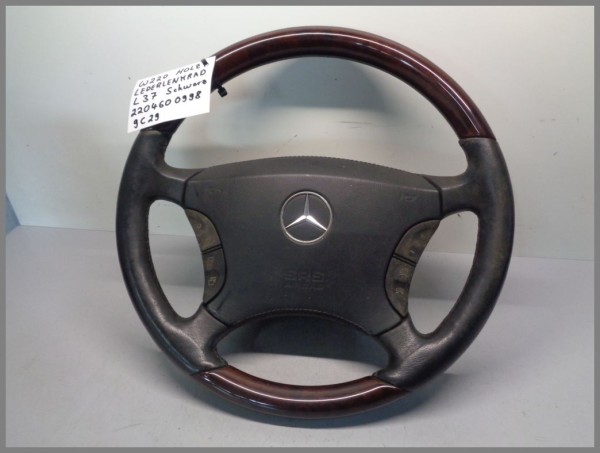 Mercedes Benz W215 W220 steering wheel wood leather 2204600998 9C29 Black L37