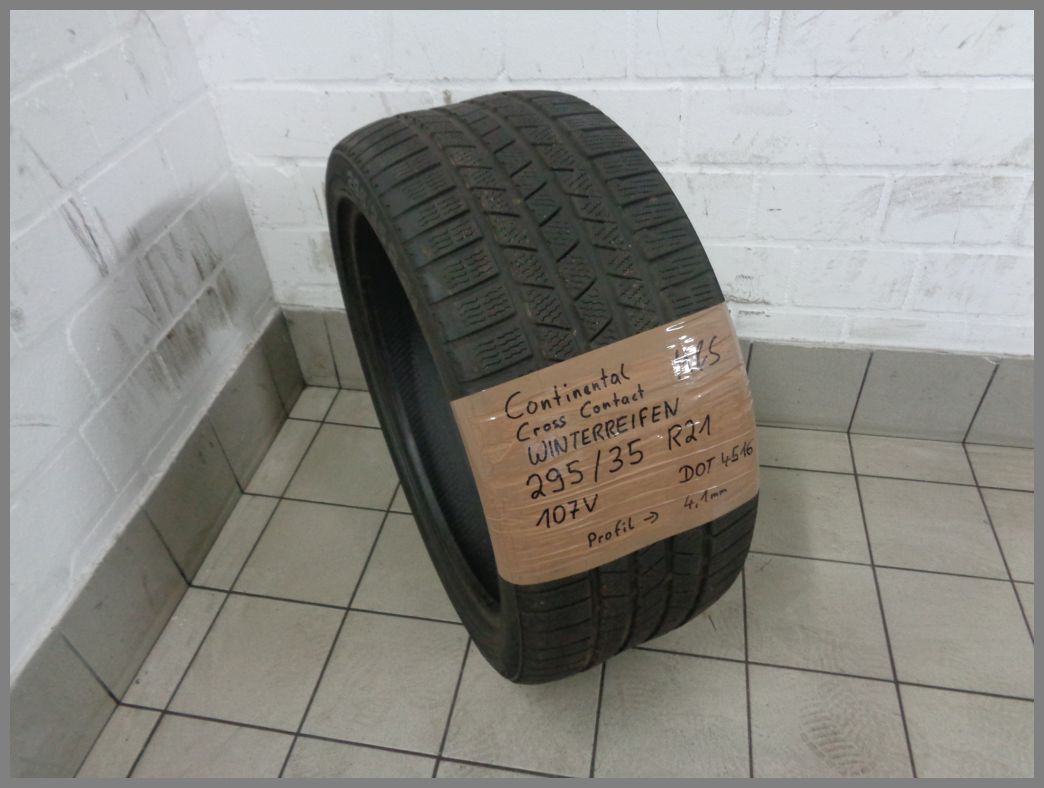 1x Continental 295 Wintertires and 4,1mm spare Tires, M&S Contact | 35 wheels parts | Cross rims R21 107V Mercedes DOT4516