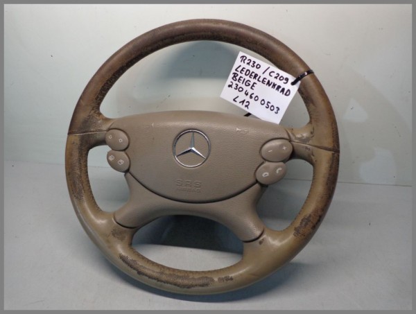 Mercedes Benz W209 R320 CLK SL LEATHER steering wheel beige tan 2304600503 L12